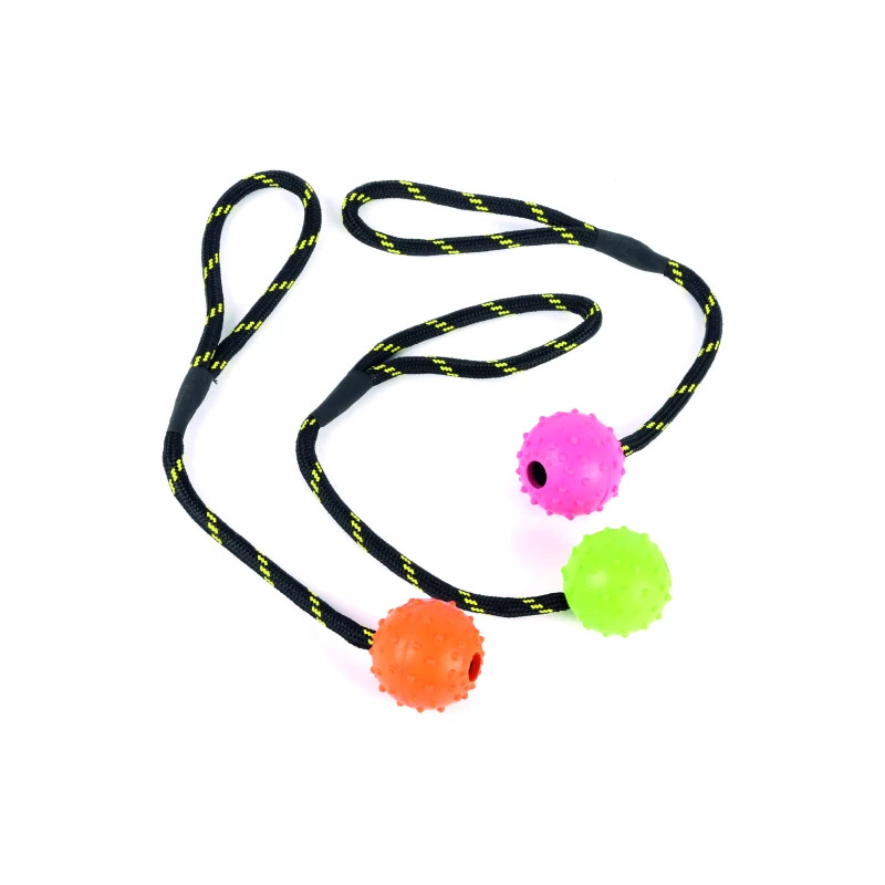 Massiv gummiboll med snöre som flyter - 6 cm