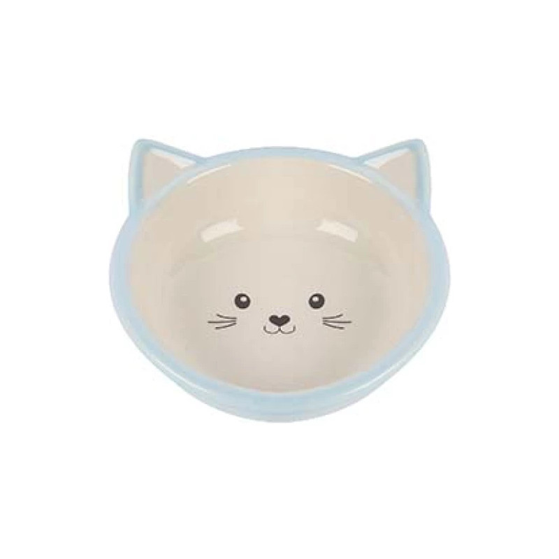 Kattskål i keramik - Blå/Vit