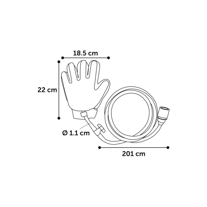 Groominghandske 5 fingrar med vattenslang