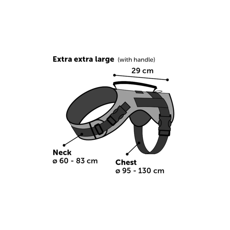 Sele med reflex och handtag - Svart, XX-Large
