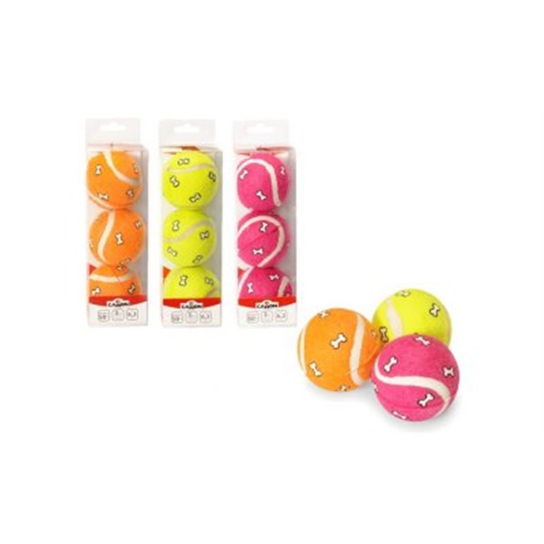 Tennisboll med tassar,-3st/fp En färg/fp, finns i Gul,Orange & Rosa