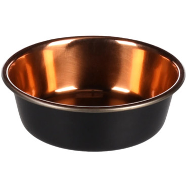 Rostfri hundskål - Svart/Koppar