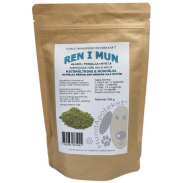 Ren i mun 200 gram -Hundapoteket Naturbalans BLÅSTÅNG PERSILJA & MYNTA 200 gram