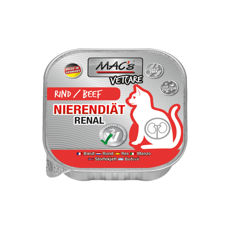 MAC:s Vetcare Renal Beef, stöd för njurfunktionen vid kronisk njursvikt.