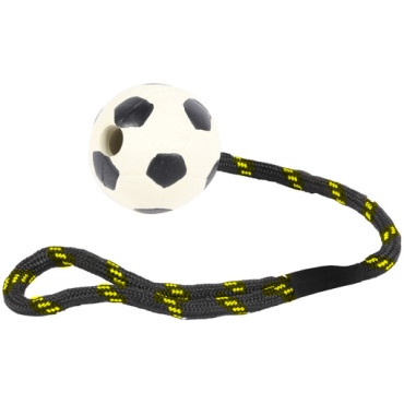 Massiv gummiboll med snöre – 6 cm “fotboll”