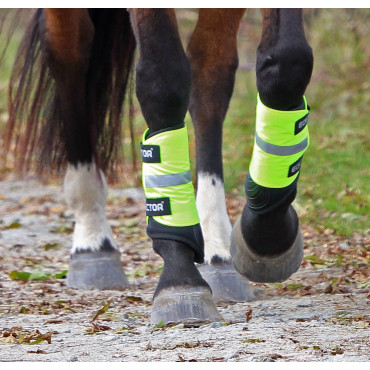 EQUI-FLECTOR® Benreflex 2-pack – Gul med Fleecefoder och Kardborreknäppning