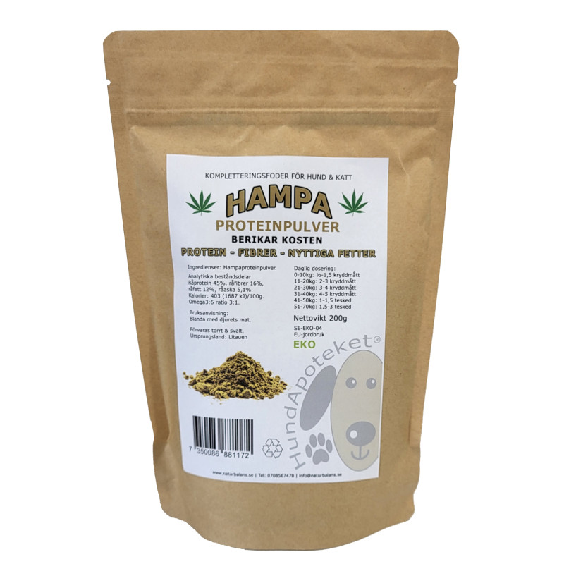 Hundapoteket Hampaprotein 200 g – Växtprotein för hundar
