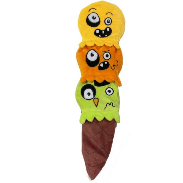 Plyschleksak med läskiga ansikten, prassel