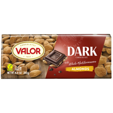 Valor Mörk Choklad med Mandlar – 250 g