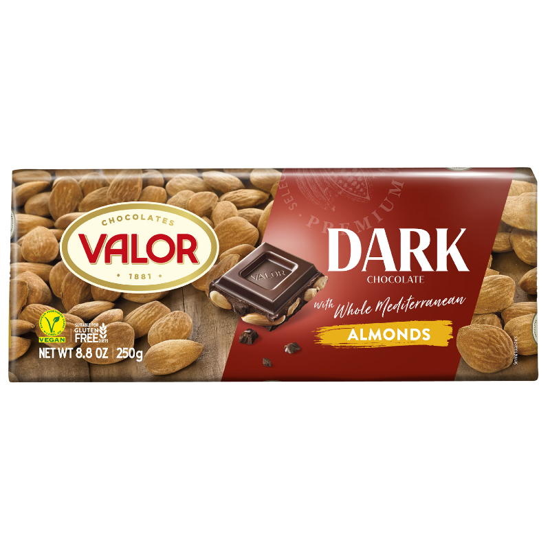 Valor Mörk Choklad med Mandlar – 250 g