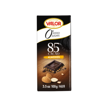 Valor 85% Mörk Choklad med Mandlar Utan Tillsatt Socker – 100 g