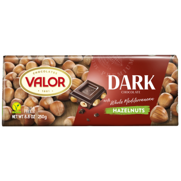 Valor Mörk Choklad med Hasselnötter 52% – 250 g