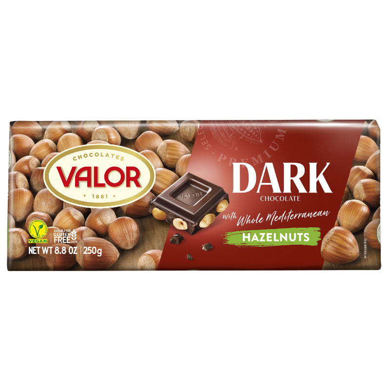Valor Mörk Choklad med Hasselnötter 52% – 250 g