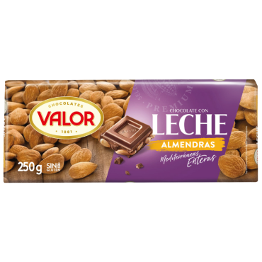 Valor Mjölkchoklad med Mandlar 250 g – Premium