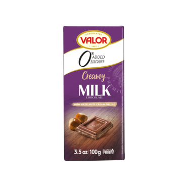 Valor Mjölkchoklad med Hasselnötsfyllning utan tillsatt socker 100 g