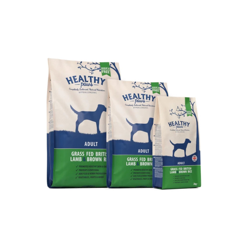 Healthy Paws Adult Lamb & Brown Rice – Torrfoder för Vuxna Hundar