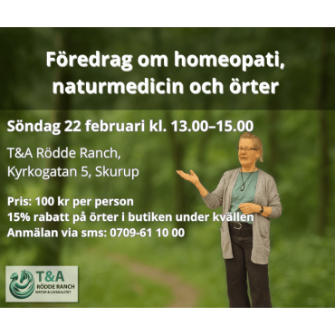 Föredrag om homeopati, naturmedicin och örter- Söndag 22 februari