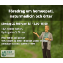 Föredrag om homeopati, naturmedicin och örter- Söndag 22 februari