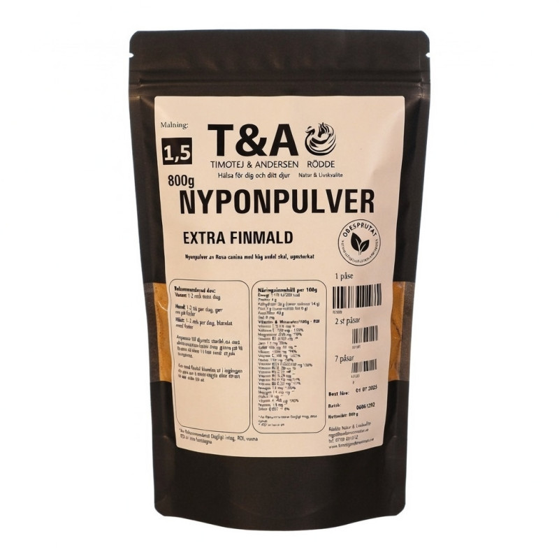 Nyponpulver 1,5 finmalet från T&A