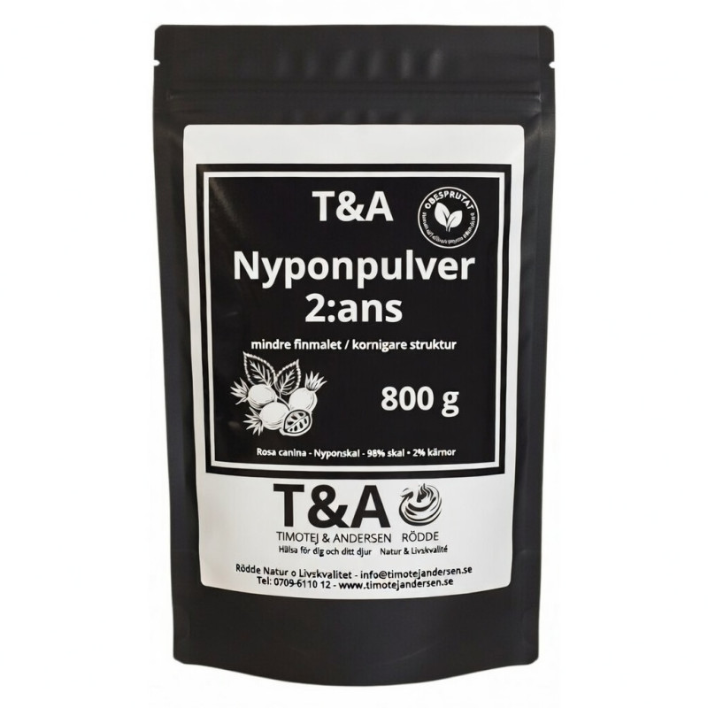 Nyponpulver T&A - 2:ans malning (mindre finmalet, kornig struktur) Paketpris