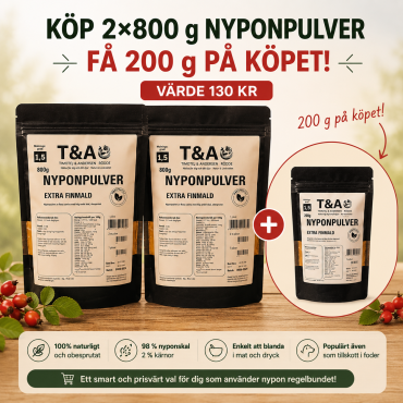 Nyponpulver 1,5 – Extra finmalet T&A