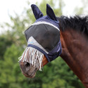 Häst med FlyGuard Fine Mesh flughuva med nosfransar Navy