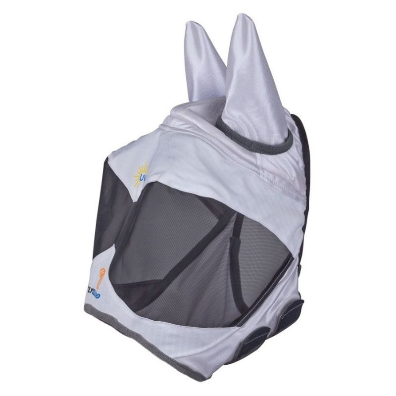 FlyGuard Sun Shade Flughuva Vit med UV-skydd för solkänslig häst