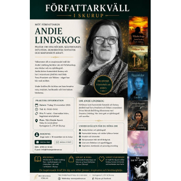 Författarkväll i Skurup med Andie Lindskog  -10 november