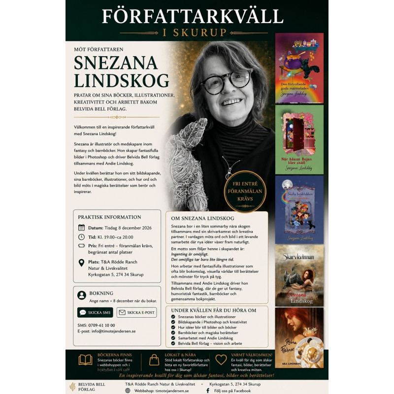 Författarkväll i Skurup med Snezana Lindskog -8 december