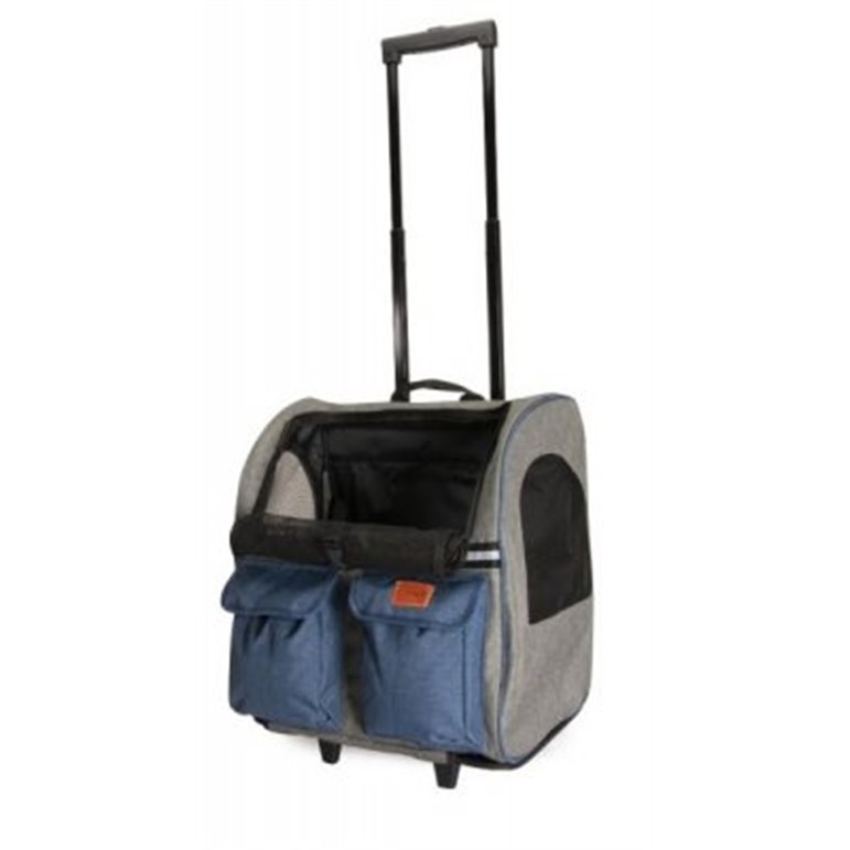 Transportväska hjul/ryggsäck, 44 x 40 x 25cm Blå/Grå