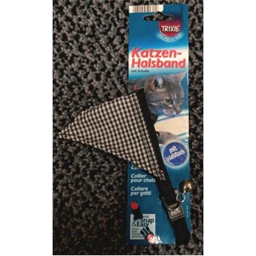 Katthalsband svart med svartrutig scarf