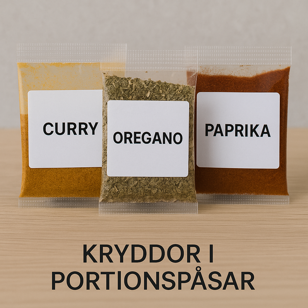 Kryddor i portionspåsar