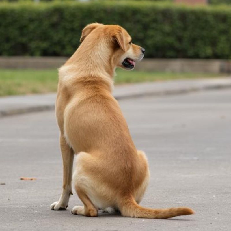 Hund visar tecken på förstoppning och hård mage
