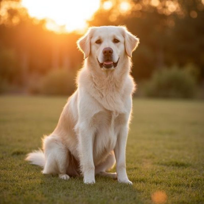 Hund med balanserad mage och lugn energi