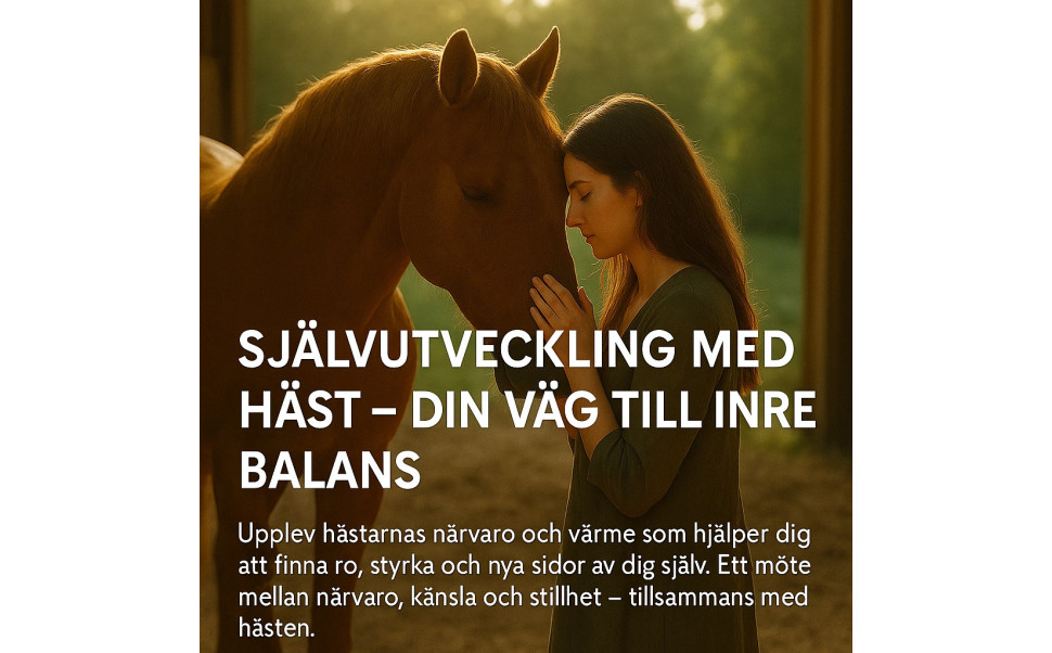 Självutveckling med häst är din egen väg till inre balans.  Här blir hästarnas närvaro, deras värme och den karakteristiska doften blir till en slags 